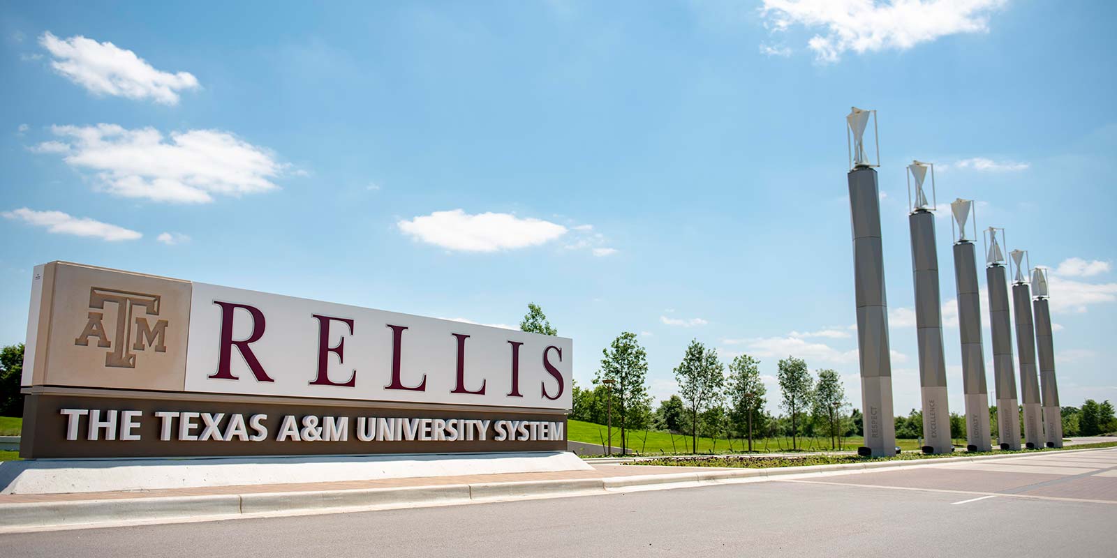 The Texas A&M University System RELLIS campus monument sign.